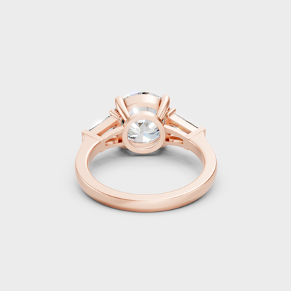 Customizable Rose Gold Three-Stone Lab Diamond Ring For An Ethical Bridal Choice