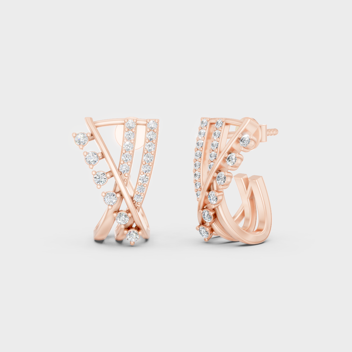 Modern 18K Rose Gold Stud Earrings With 0.38 Ct TW Round Lab-Grown Diamonds 