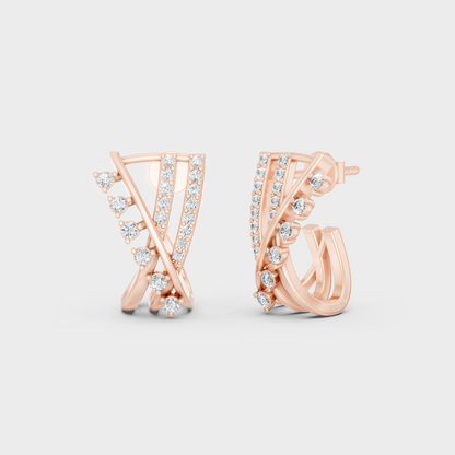 Modern 18K Rose Gold Stud Earrings With 0.38 Ct TW Round Lab-Grown Diamonds 