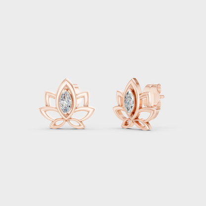 Modern 18K Rose Gold Stud Earrings With 0.30 Ct TW Marquise Lab-Grown Diamonds