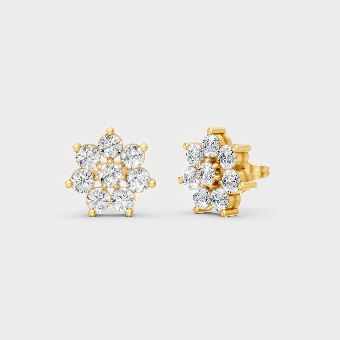 GLI IGI Certified 2.64 Ct TW Round-Cut Lab-Grown Diamond Stud Earrings In 18K Yellow Gold