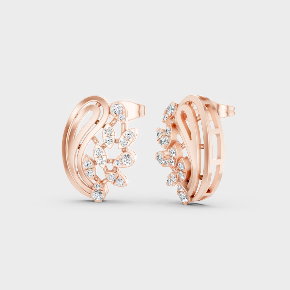 Modern 18K Rose Gold Stud Earrings With 0.46 Ct TW Round Lab-Grown Diamonds