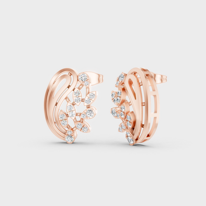 Modern 18K Rose Gold Stud Earrings With 0.46 Ct TW Round Lab-Grown Diamonds