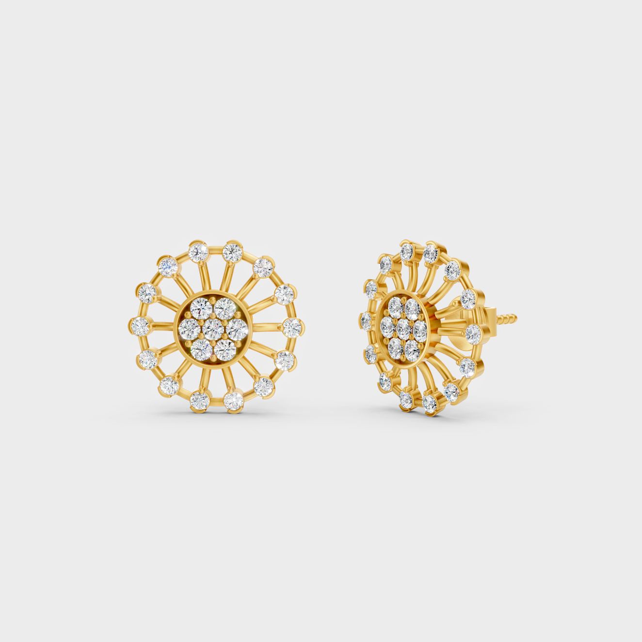 GLI Certified 0.70 Ct TW Round-Cut Lab-Grown Diamond Stud Earrings In 18K Yellow Gold 