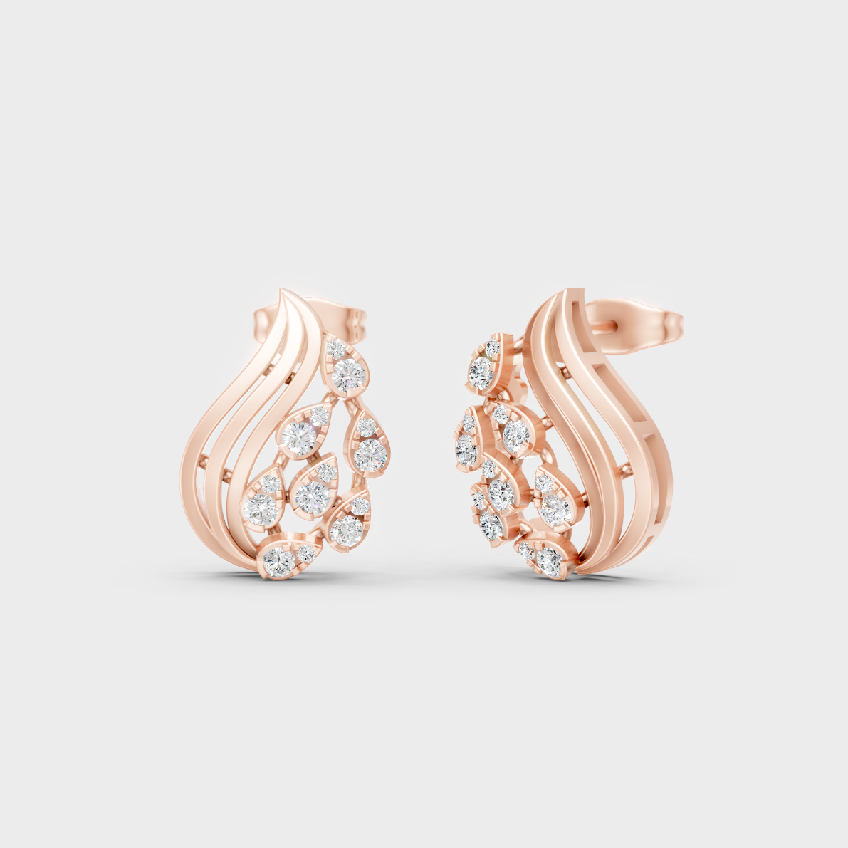 Modern 18K Rose Gold Stud Earrings With 0.50 Ct TW Round Lab-Grown Diamonds 