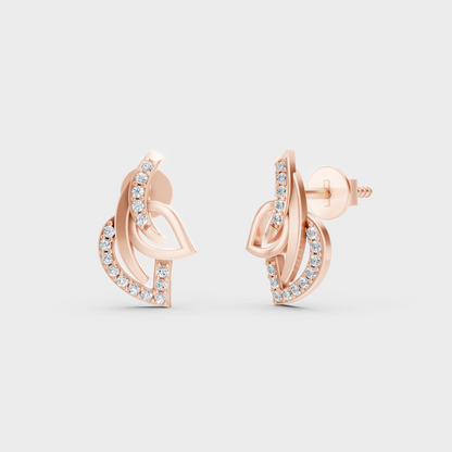 Modern 18K Rose Gold Stud Earrings With 0.12 Ct TW Round Lab-Grown Diamonds