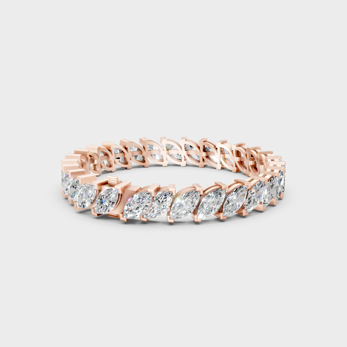 Romantic Rose Gold Bracelet with 12.08ct Marquise Lab-Grown Diamonds