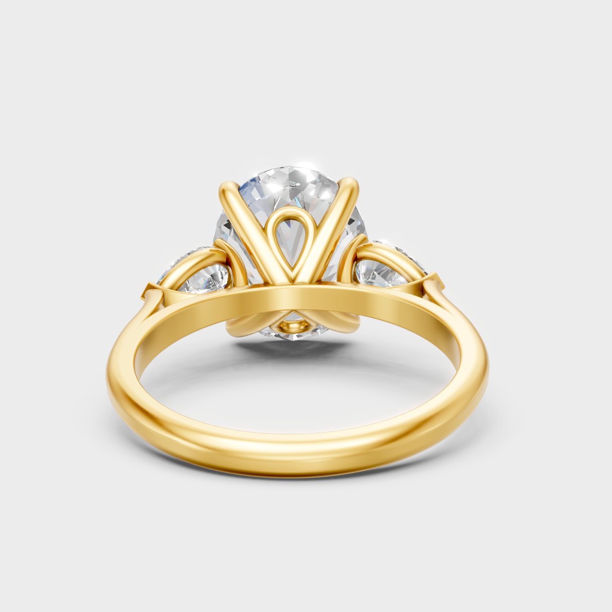 Premium Yellow Gold Jewelry Showcasing Three-Stone Lab Diamond Design