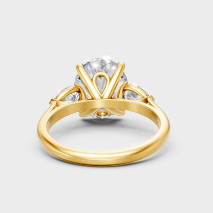 Premium Yellow Gold Jewelry Showcasing Three-Stone Lab Diamond Design