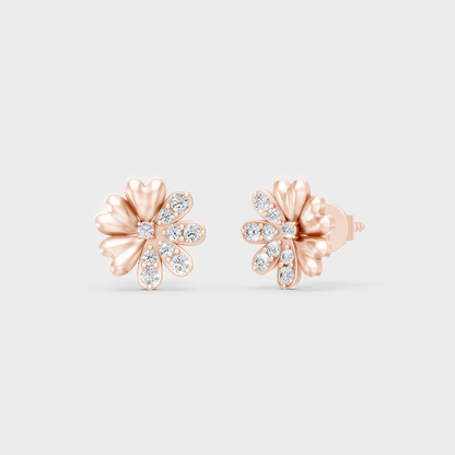 Modern 18K Rose Gold Stud Earrings With 0.34 Ct TW Round Lab-Grown Diamonds