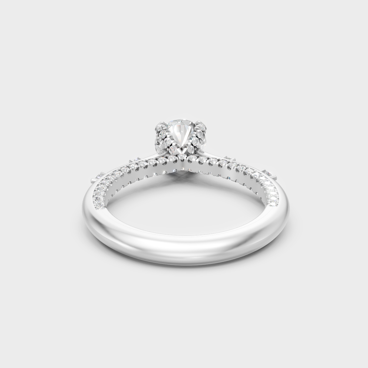 White Gold Round Lab-Grown Diamond Ring With Hallmark Gold Quality