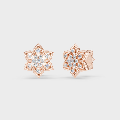 Modern 18K Rose Gold Stud Earrings With 0.14 Ct TW Round Lab-Grown Diamonds