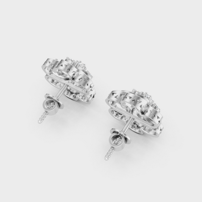 Hallmarked 14K White Gold Stud Earrings With 0.50 Carat Total Weight Lab Diamonds