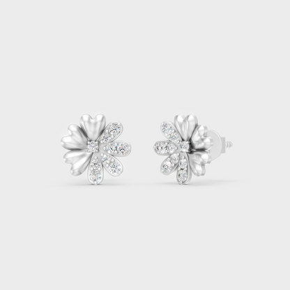 GLI Certified 0.34 Ct TW Round-Cut Lab-Grown Diamond Stud Earrings In 14K White Gold