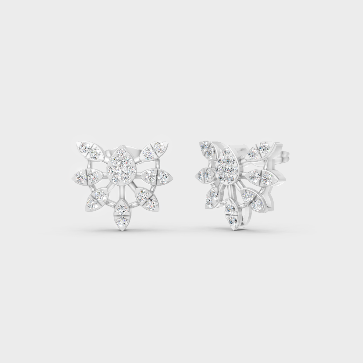 GLI Certified 1.28 Ct TW Round-Cut Lab-Grown Diamond Stud Earrings In 14K White Gold