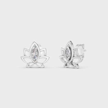GLI Certified 0.30 Ct TW Marquise-Cut Lab-Grown Diamond Stud Earrings In 14K White Gold