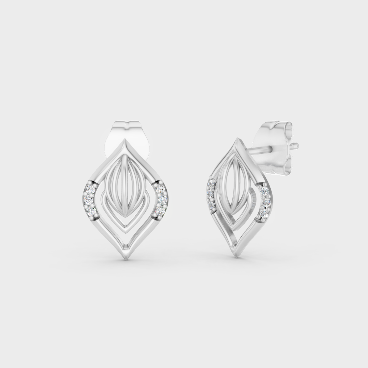 GLI Certified 0.06 Ct TW Round-Cut Lab-Grown Diamond Stud Earrings In 14K White Gold