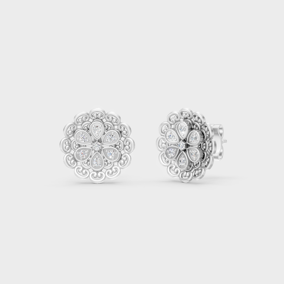 GLI Certified 0.12 Ct TW Round-Cut Lab-Grown Diamond Stud Earrings In 14K White Gold 