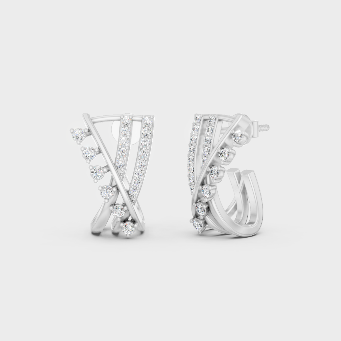 GLI Certified 0.38 Ct TW Round-Cut Lab-Grown Diamond Stud Earrings In 14K White Gold