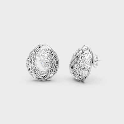 0.06 ct lab-grown round diamond stud earrings in white gold, 0.03 ct each, clean classic look.
