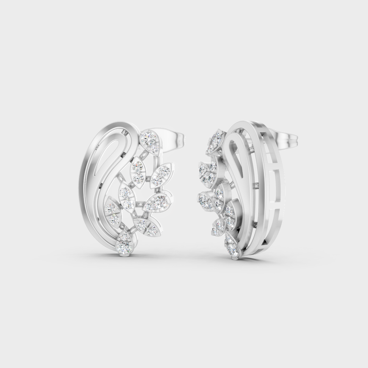 GLI Certified 0.46 Ct TW Round-Cut Lab-Grown Diamond Stud Earrings In 14K White Gold