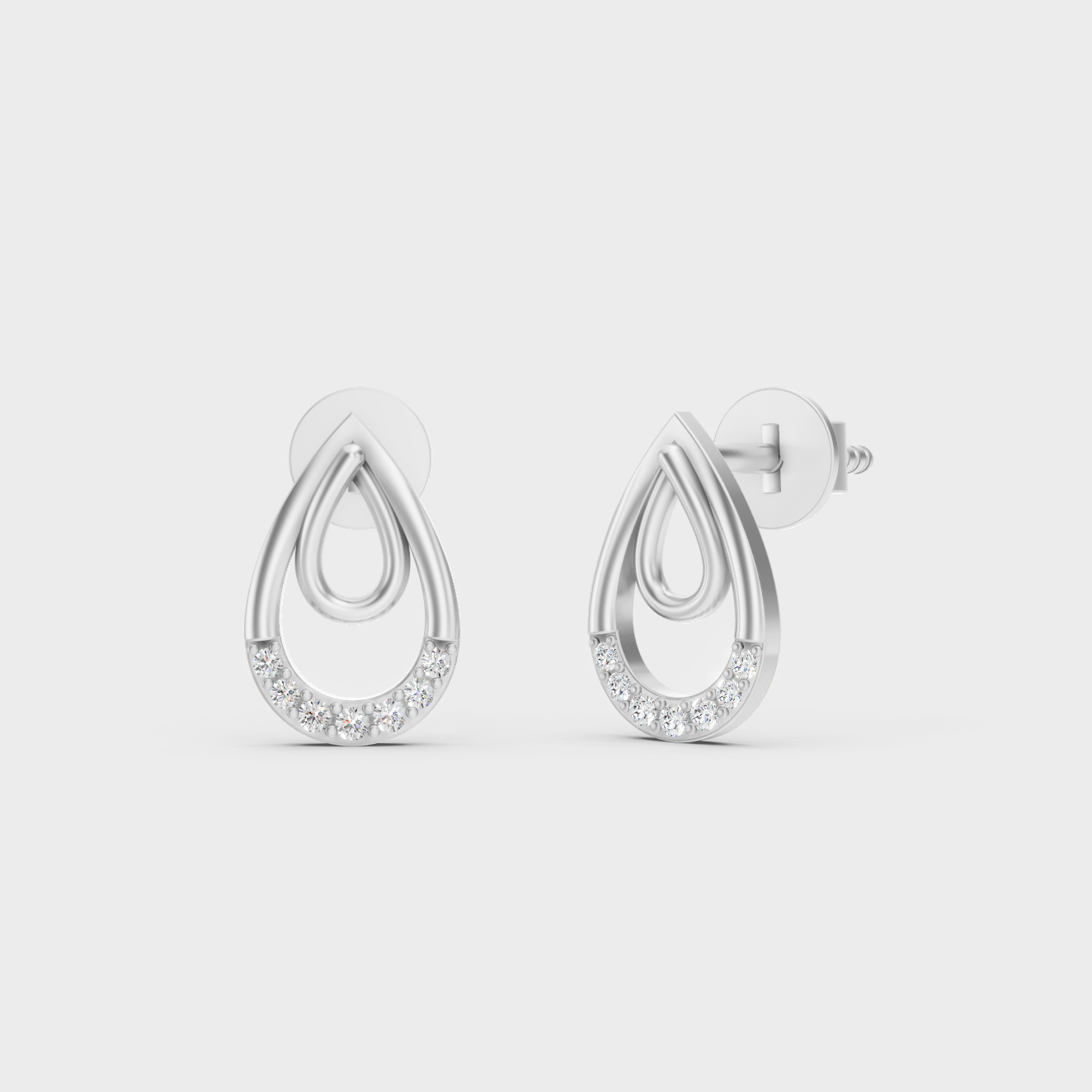 Sleek 18K White Gold Studs Featuring 0.38 Carat Each Round Lab Diamonds