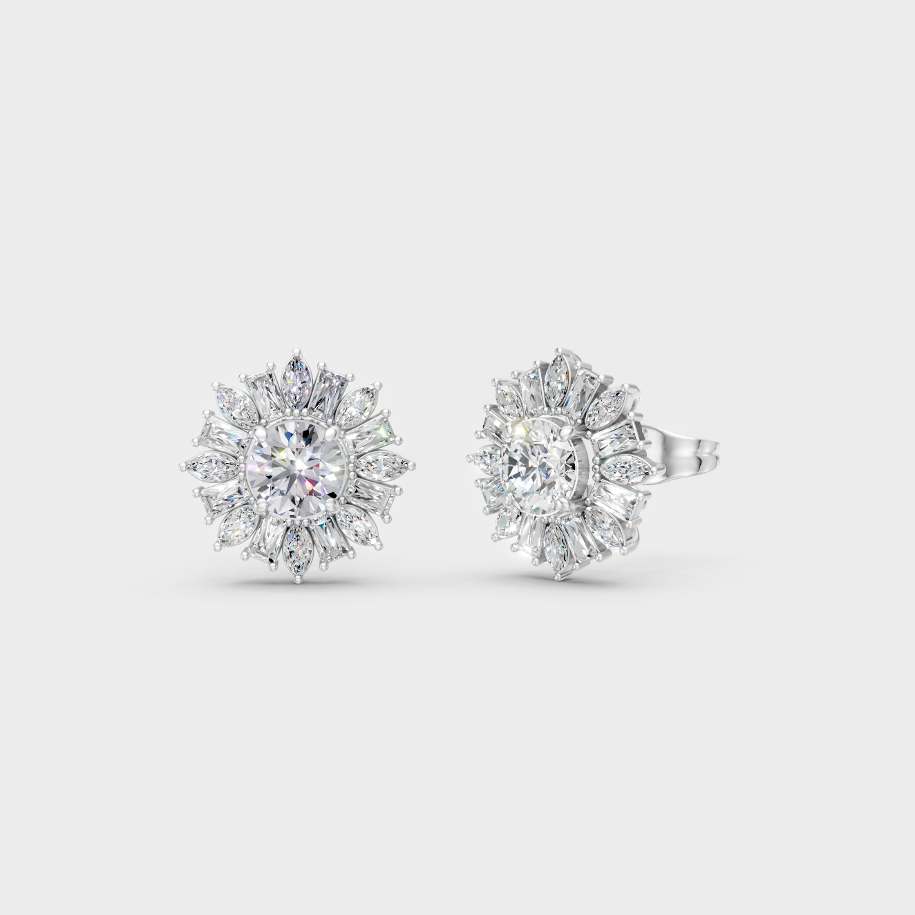 GLI Certified 2 Ct TW Multi-Shape Lab-Grown Diamond Stud Earrings In 14K White Gold