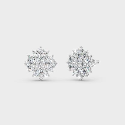 GLI Certified 2.6 Ct TW Round And Marquise Lab-Grown Diamond Stud Earrings In 14K White Gold