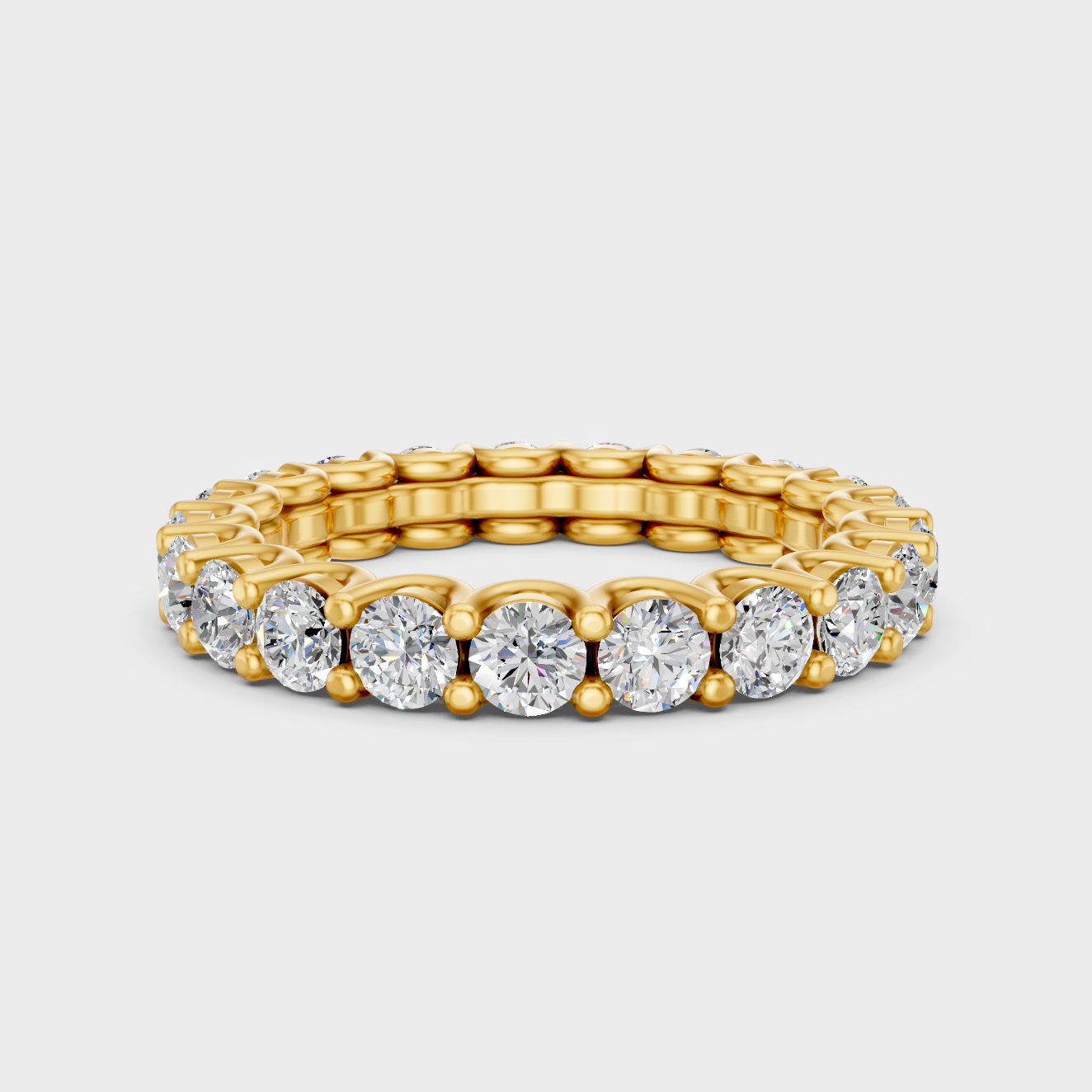 Luxury Round Diamond Eternity Band In Yellow Gold Elegant Jewelry