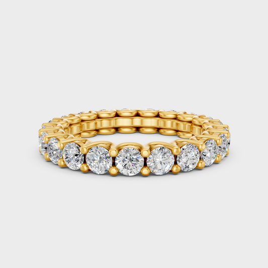 Luxury Round Diamond Eternity Band In Yellow Gold Elegant Jewelry