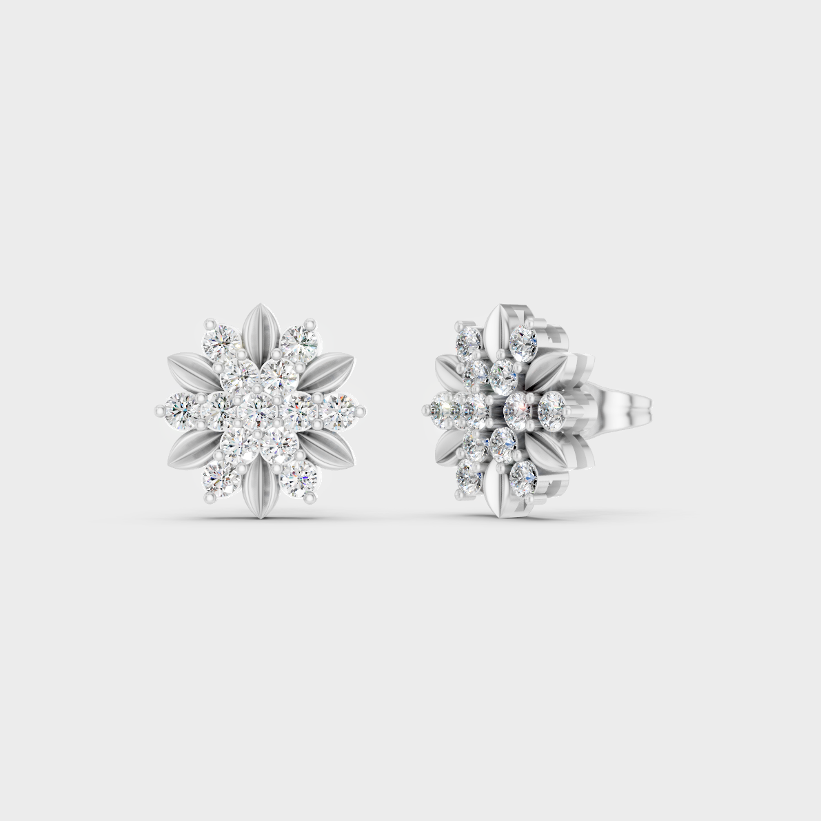 GLI Certified 0.90 Ct TW Round-Cut Lab-Grown Diamond Stud Earrings In 14K White Gold