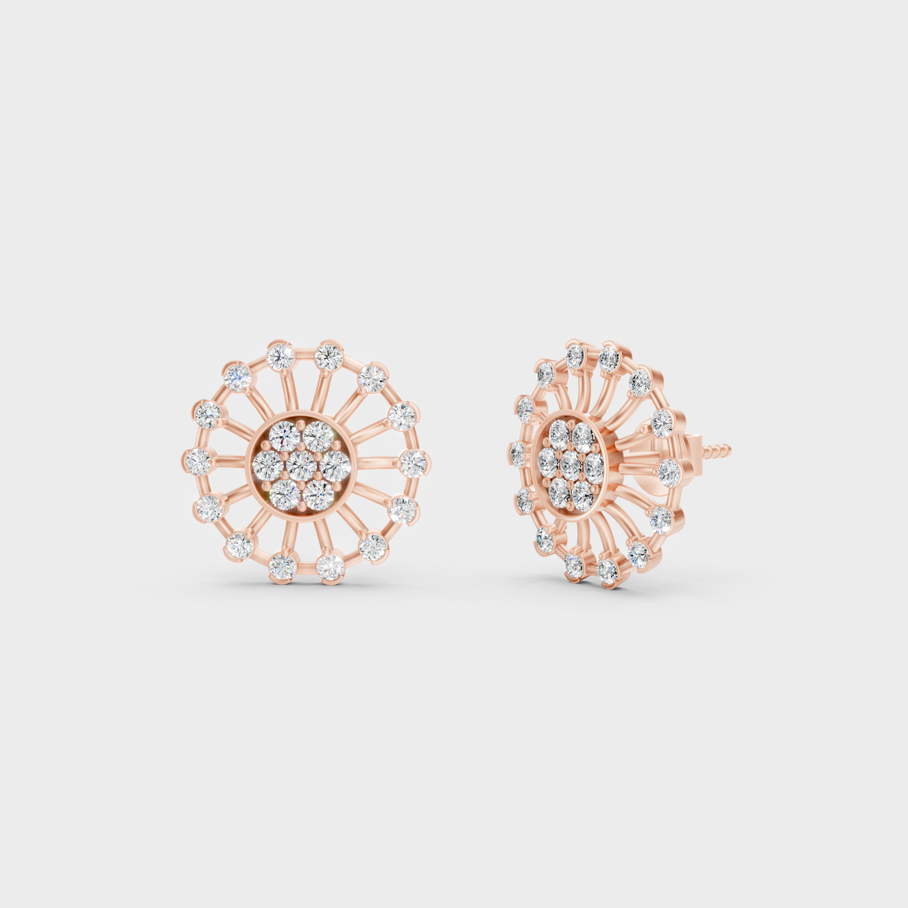 Modern 18K Rose Gold Stud Earrings With 0.70 Ct TW Round Lab-Grown Diamonds