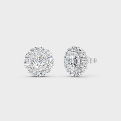 GLI Certified 2.24 Ct TW Round-Cut Lab-Grown Diamond Stud Earrings In 14K White Gold