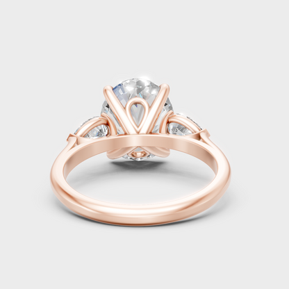 Customizable Rose Gold Three-Stone Lab Diamond Ring For An Ethical Bridal Choice
