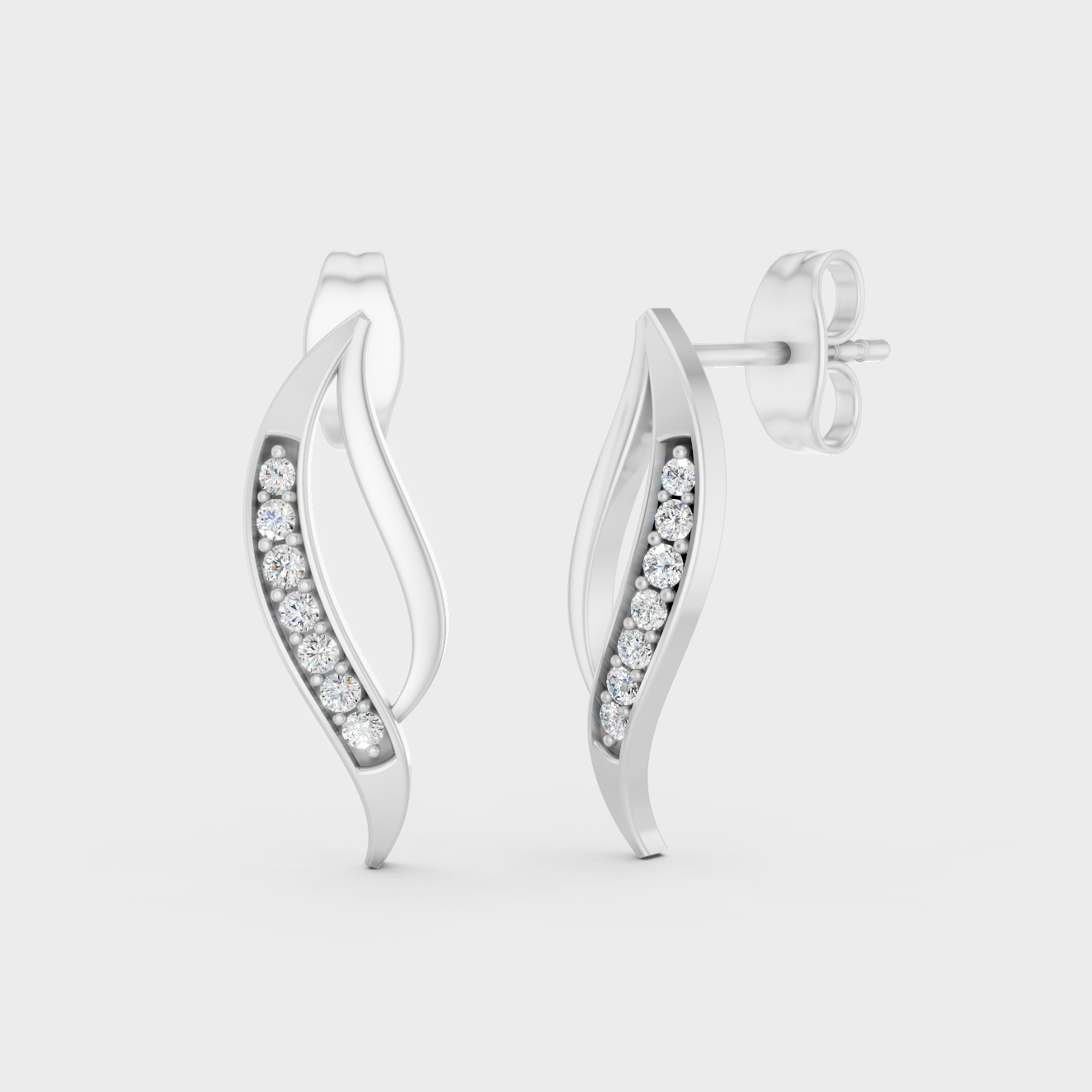 Sleek 18K White Gold Studs Featuring 0.07 Carat Each Round Lab Diamonds