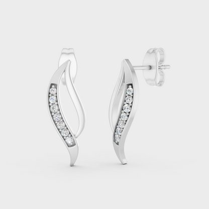 Sleek 18K White Gold Studs Featuring 0.07 Carat Each Round Lab Diamonds