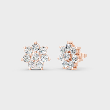 Modern 18K Rose Gold Stud Earrings With 2.64 Ct TW Round Lab-Grown Diamonds