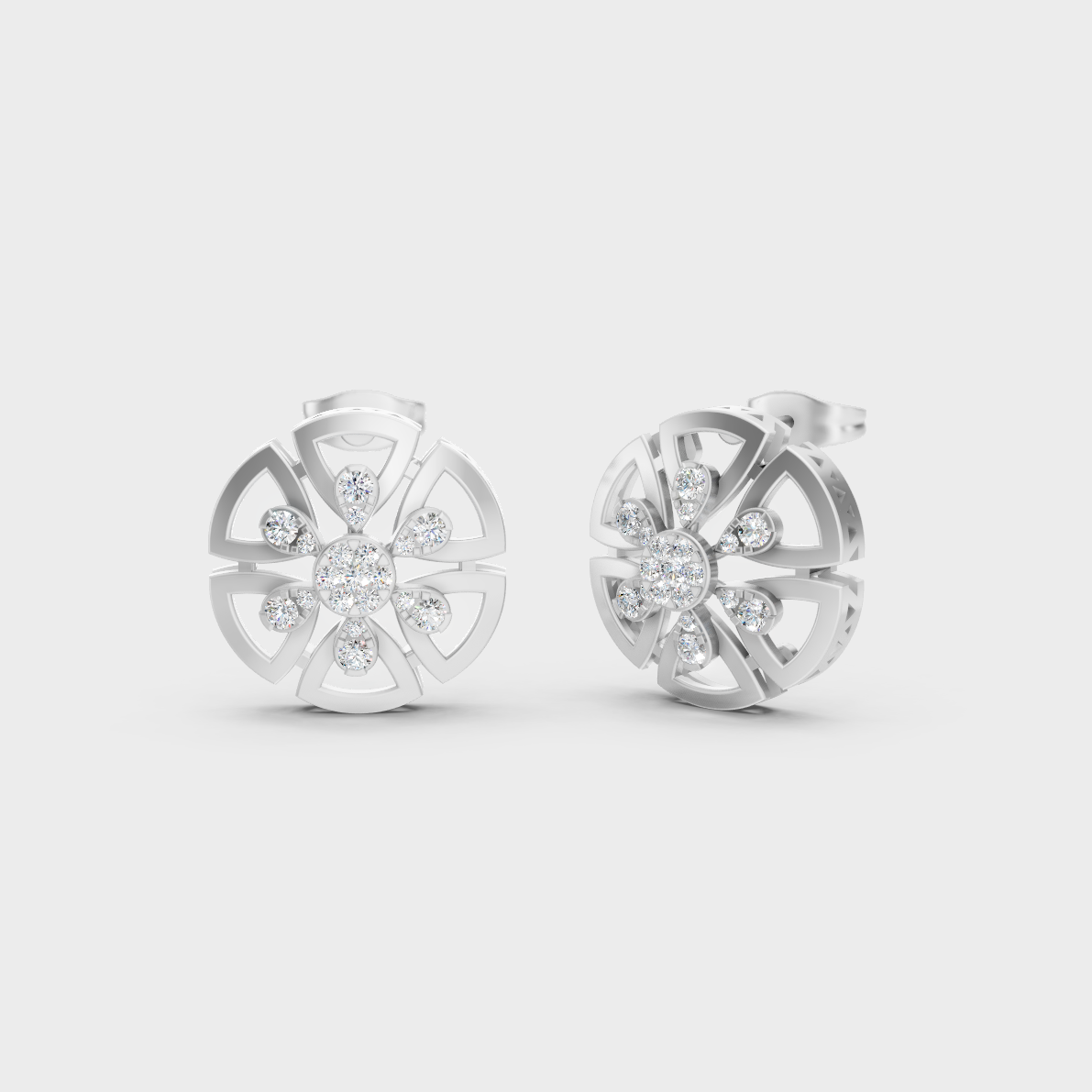 GLI Certified 0.52 Ct TW Round-Cut Lab-Grown Diamond Stud Earrings In 14K White Gold