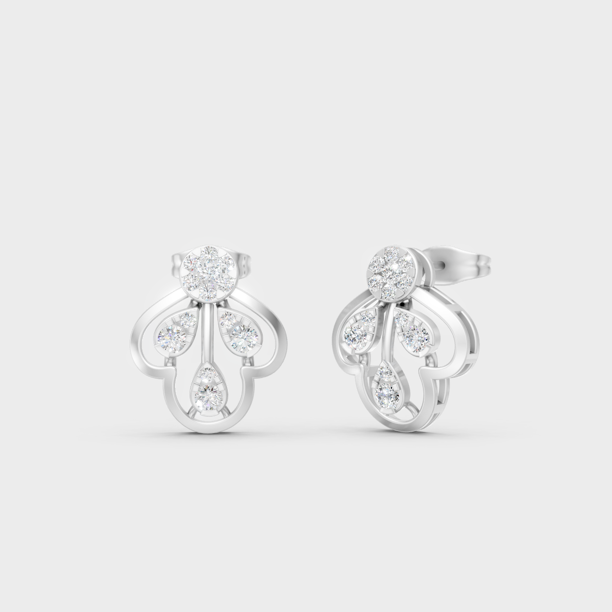GLI Certified 0.56 Ct TW Round-Cut Lab-Grown Diamond Stud Earrings In 14K White Gold