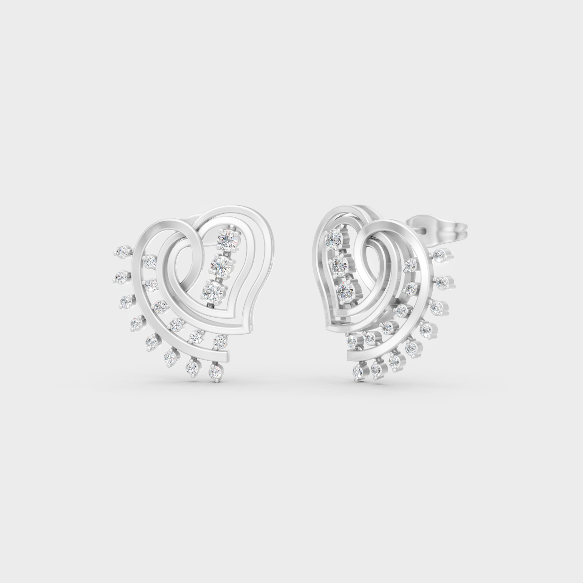 GLI Certified 0.44 Ct TW Round-Cut Lab-Grown Diamond Stud Earrings In 14K White Gold