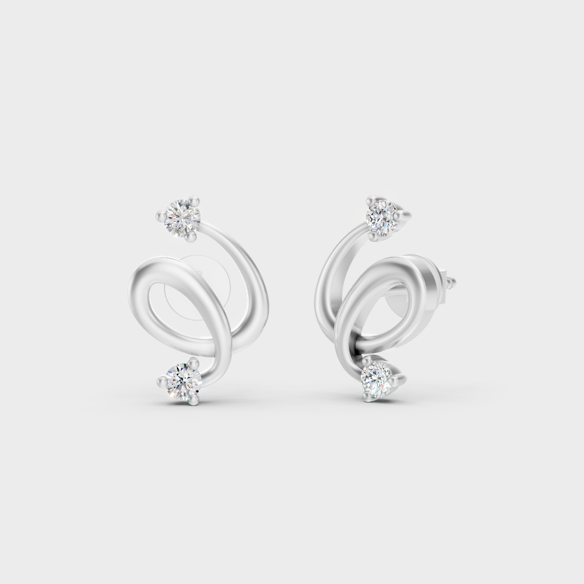 GLI Certified 0.08 Ct TW Round-Cut Lab-Grown Diamond Stud Earrings In 14K White Gold