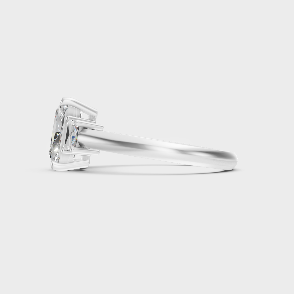 White Gold Radiant And Trapezoid Lab-Grown Diamond Ring With Hallmark Quality