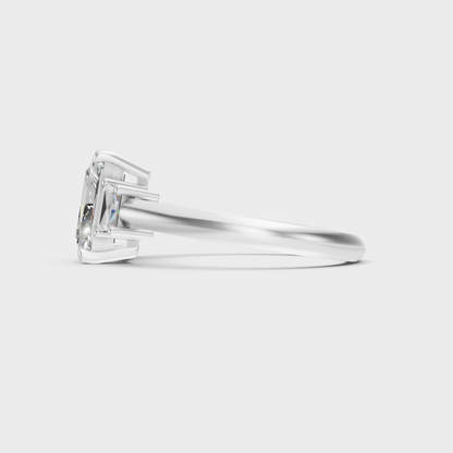 White Gold Radiant And Trapezoid Lab-Grown Diamond Ring With Hallmark Quality