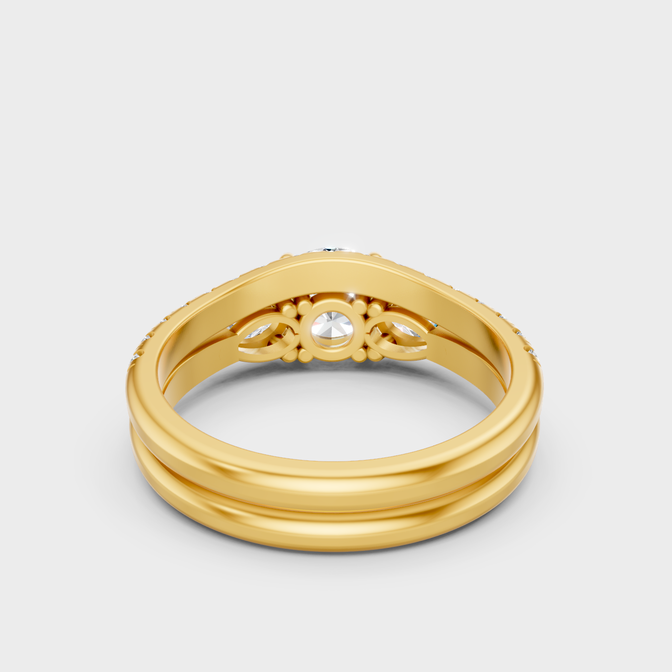 Premium Yellow Gold Jewelry Showcasing Round Pear Ring Set Design