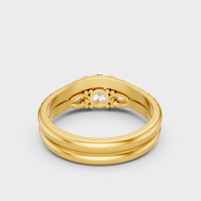 Premium Yellow Gold Jewelry Showcasing Round Pear Ring Set Design