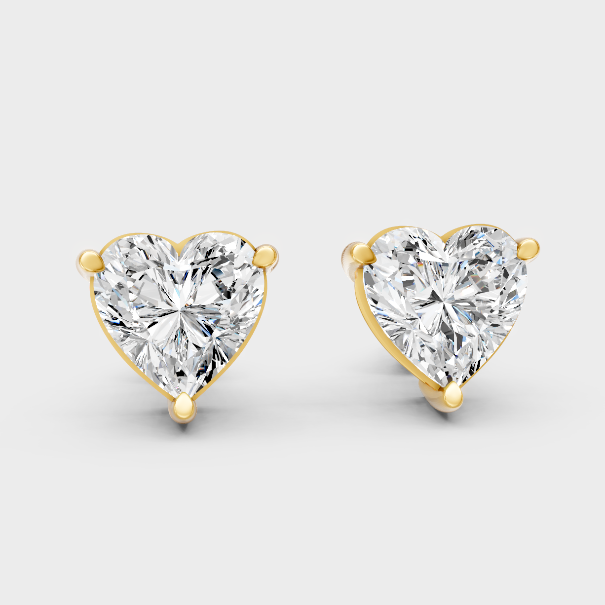 1.50 Ct Total Heart Cut Lab-Grown Diamond Earrings 0.75 Ct Each In Yellow Gold