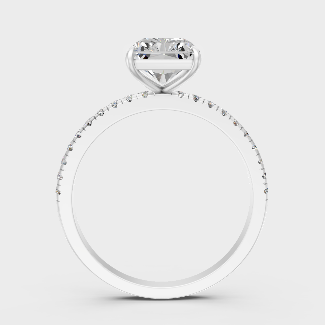 White Gold Radiant Diamond Proposal Ring With Accent Sparkle