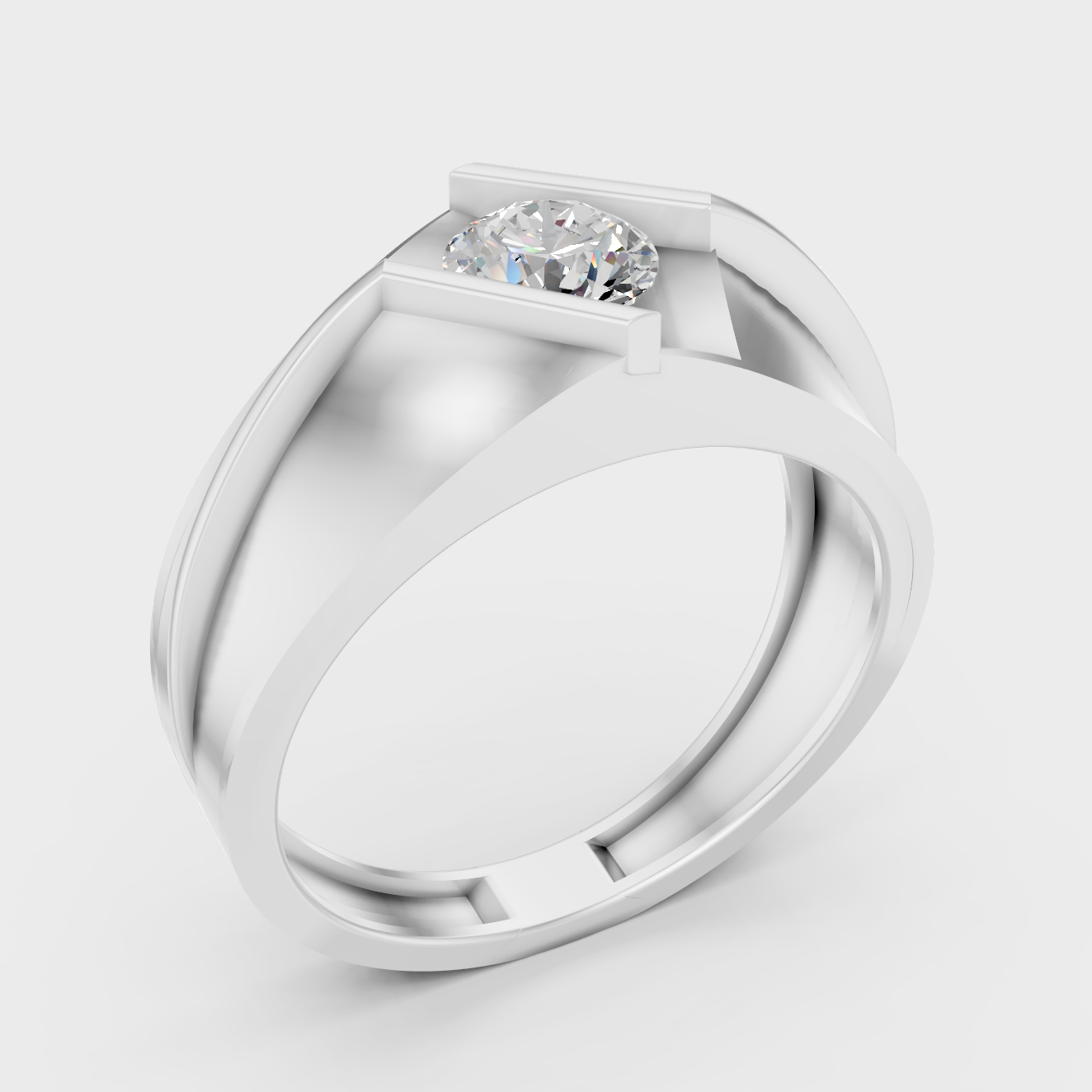 Platinum Mens Diamond Ring With Brilliant Round Cut Diamonds