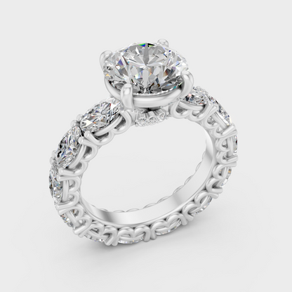 Platinum Round And Oval Cut Diamond Ring Luxury Design