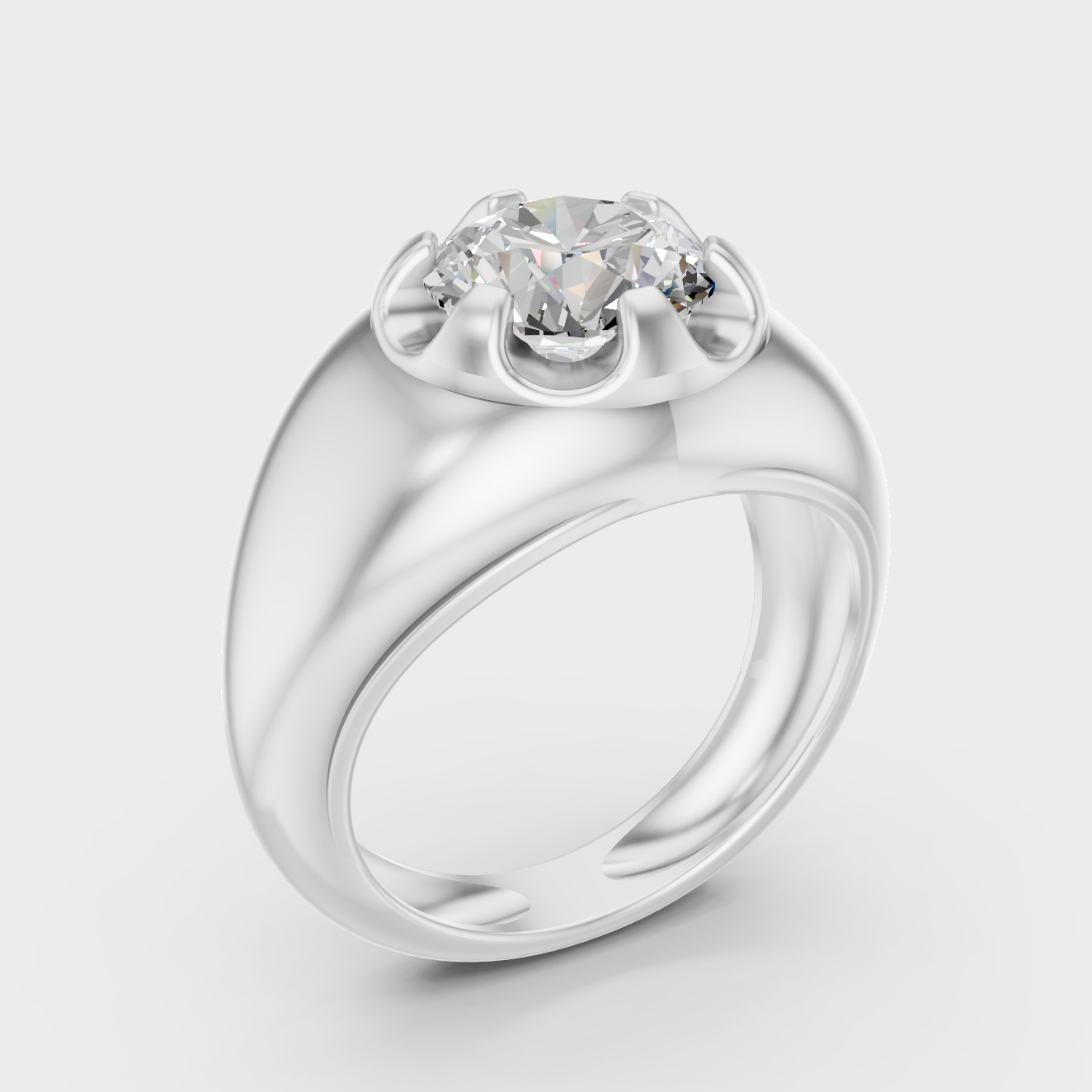 White Gold Mens Diamond Ring With Certified Lab Grown Diamonds